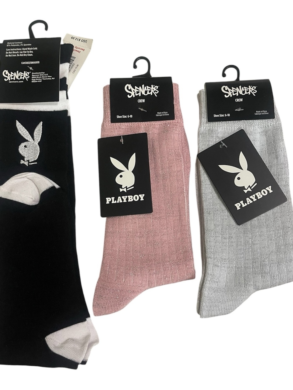 Playboy Socks - Black, Pink, Silver